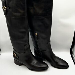 Elegant Black Leather Knee-High Boots